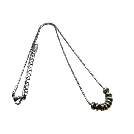 necklace steel silver with beads1